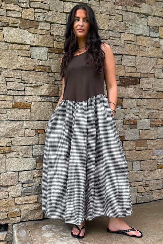 Arbi Gingham Magic Sundress Chocolate